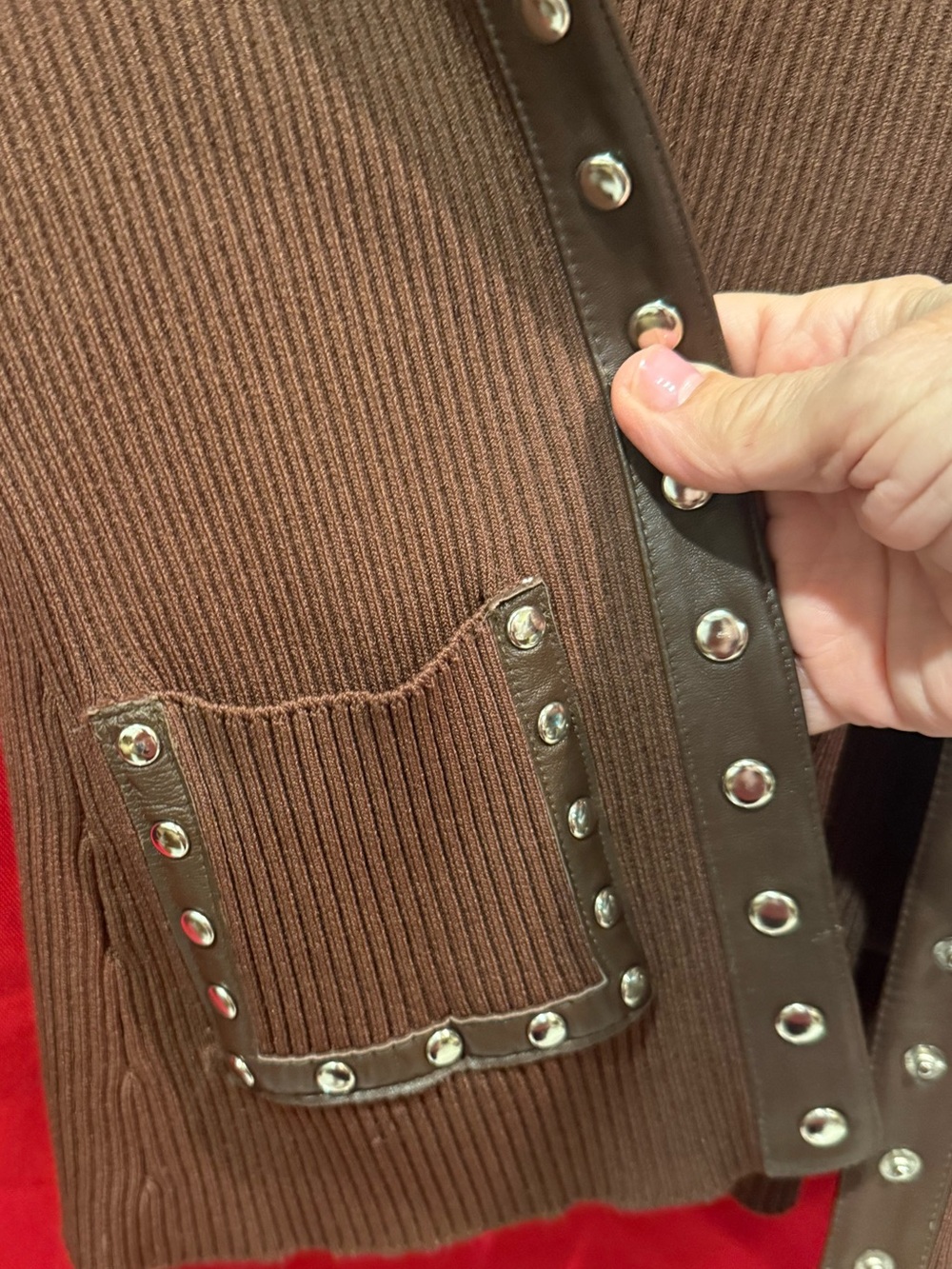 Cache Brown Ribbed Tank with Contrasting Trim - Picture 7 of 12